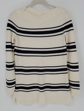 Talbots Striped Button-Shoulder Sweater New With Tags